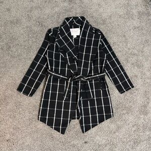 Revamped Outwear Open Front Tie Waist Wrap Coat Black Size Medium Women's